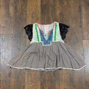 Free People floral sequin boho top